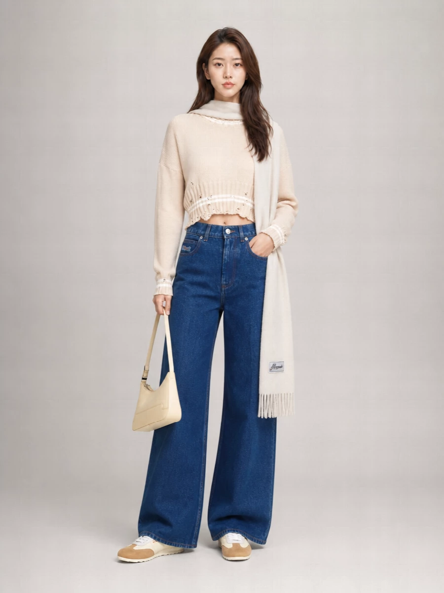 Marni Cotton Distressed Cropped Crewneck Jumper