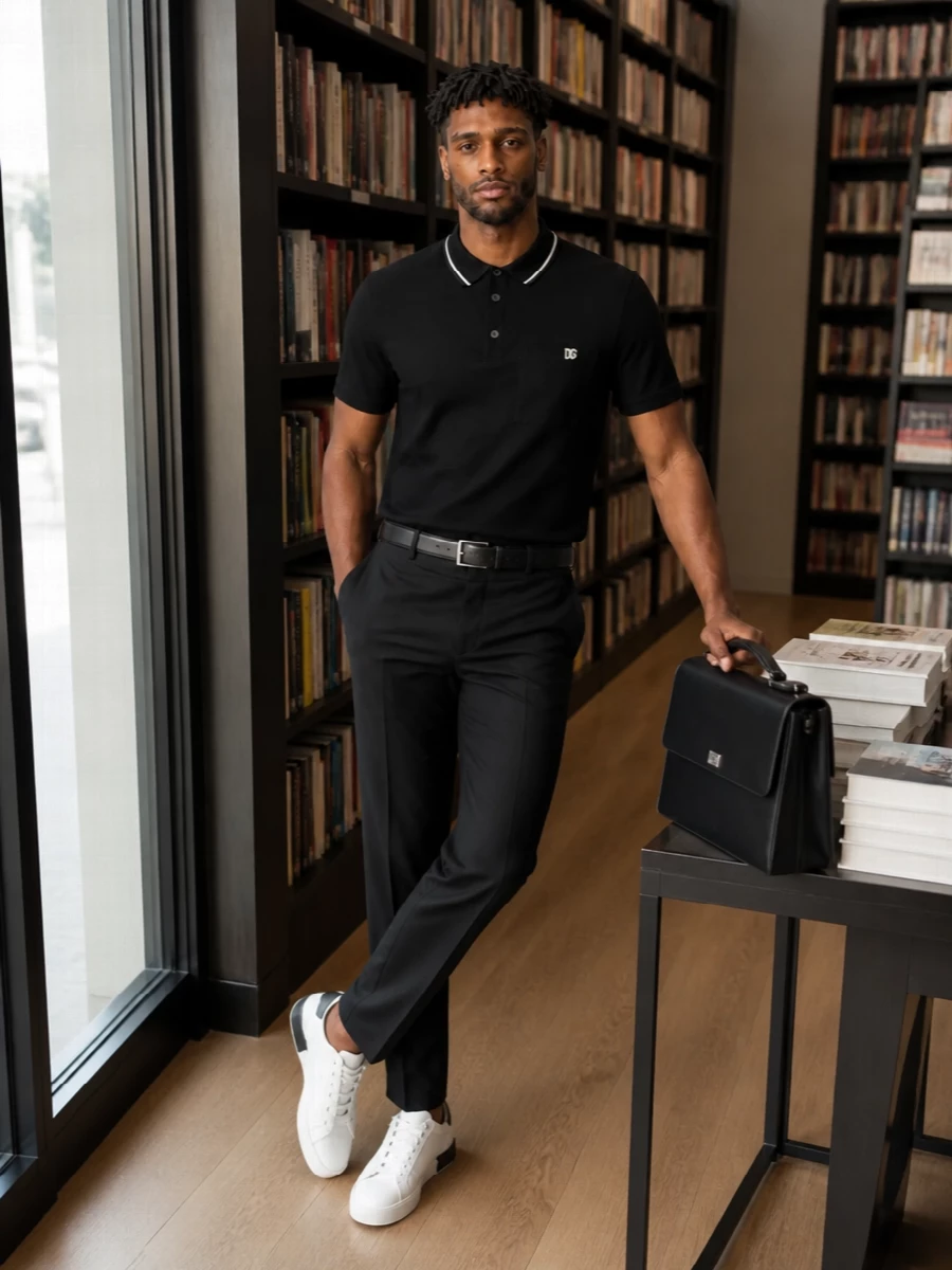 Dolce gabbana black polo tailored trousers