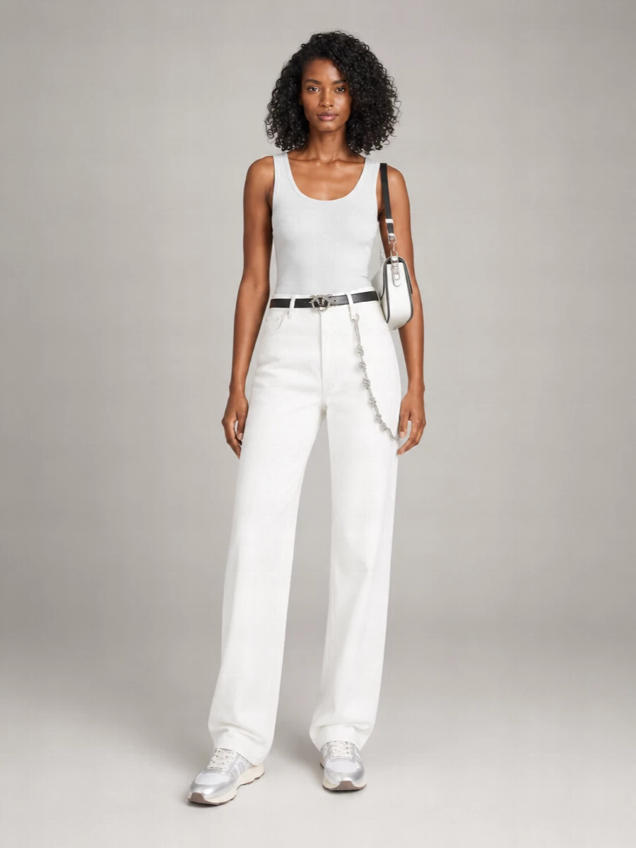 Pinko Calf Leather Logo Buckle Belt