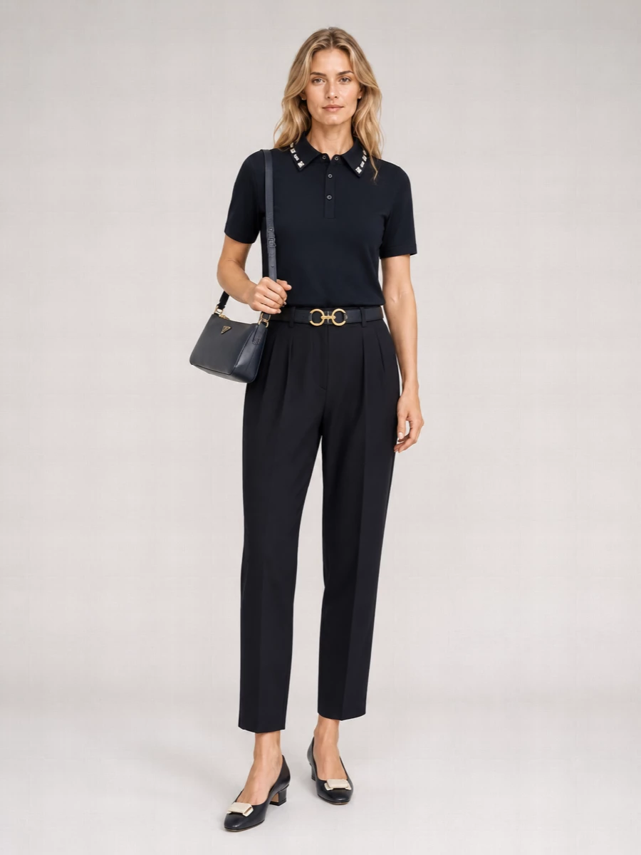 Fabiana Filippi Crystal-Embellished Polo Top