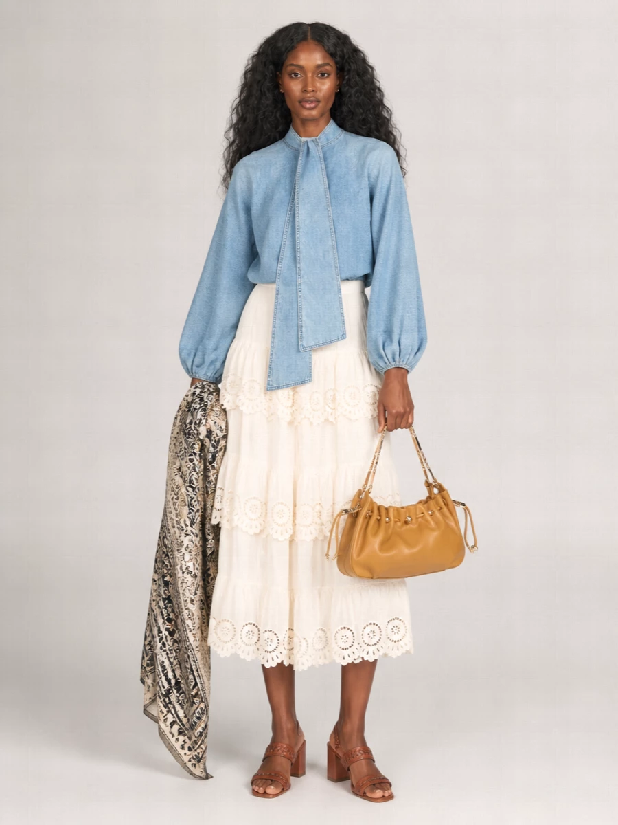 Zimmermann Denim Bow Blouse