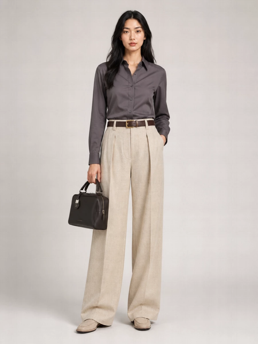 Brunello Cucinelli Wool And Cashmere Wide Leg Tailored Trousers