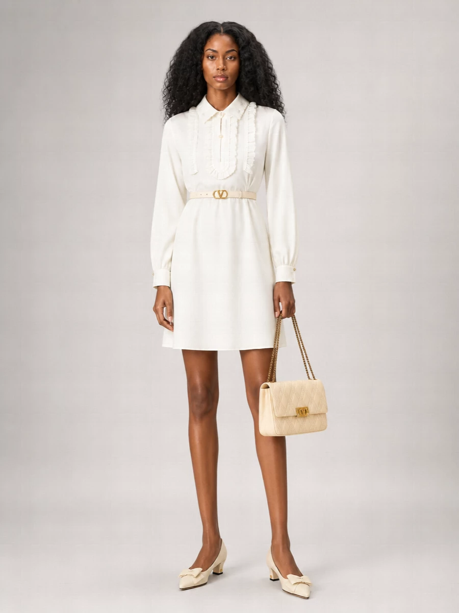 Valentino Garavani Cotton Linen Silk Shirt Dress