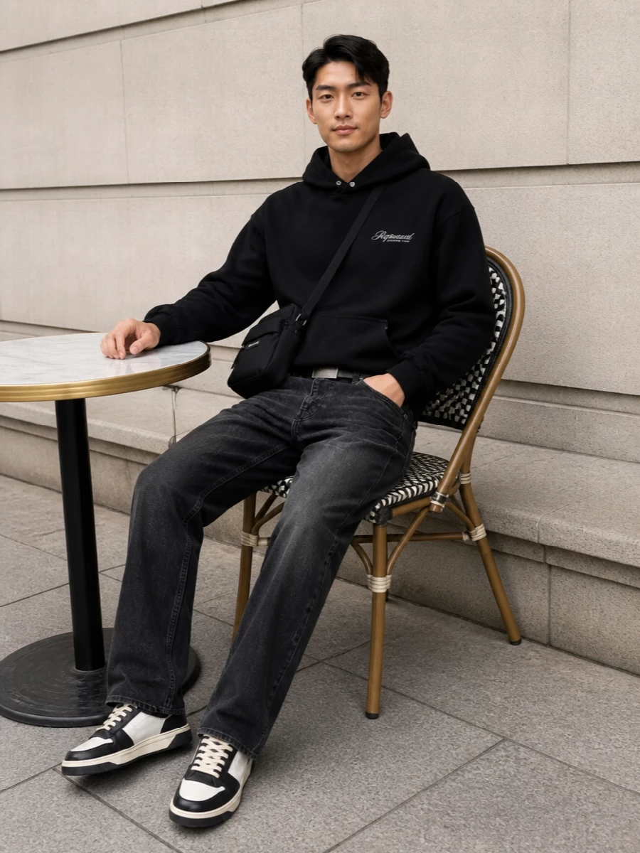 Represent hoodie washed black jeans sneakers