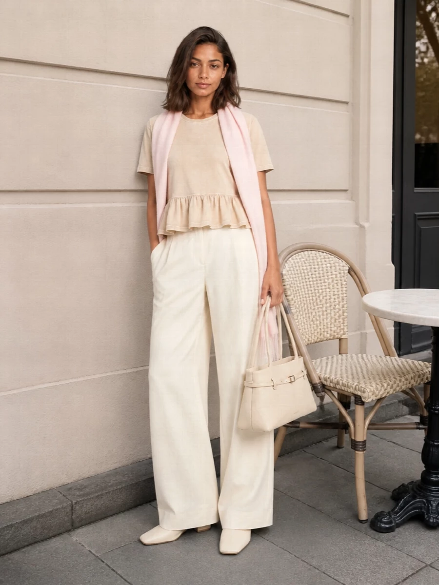 Uma wang peplum tee toteme wide leg trousers
