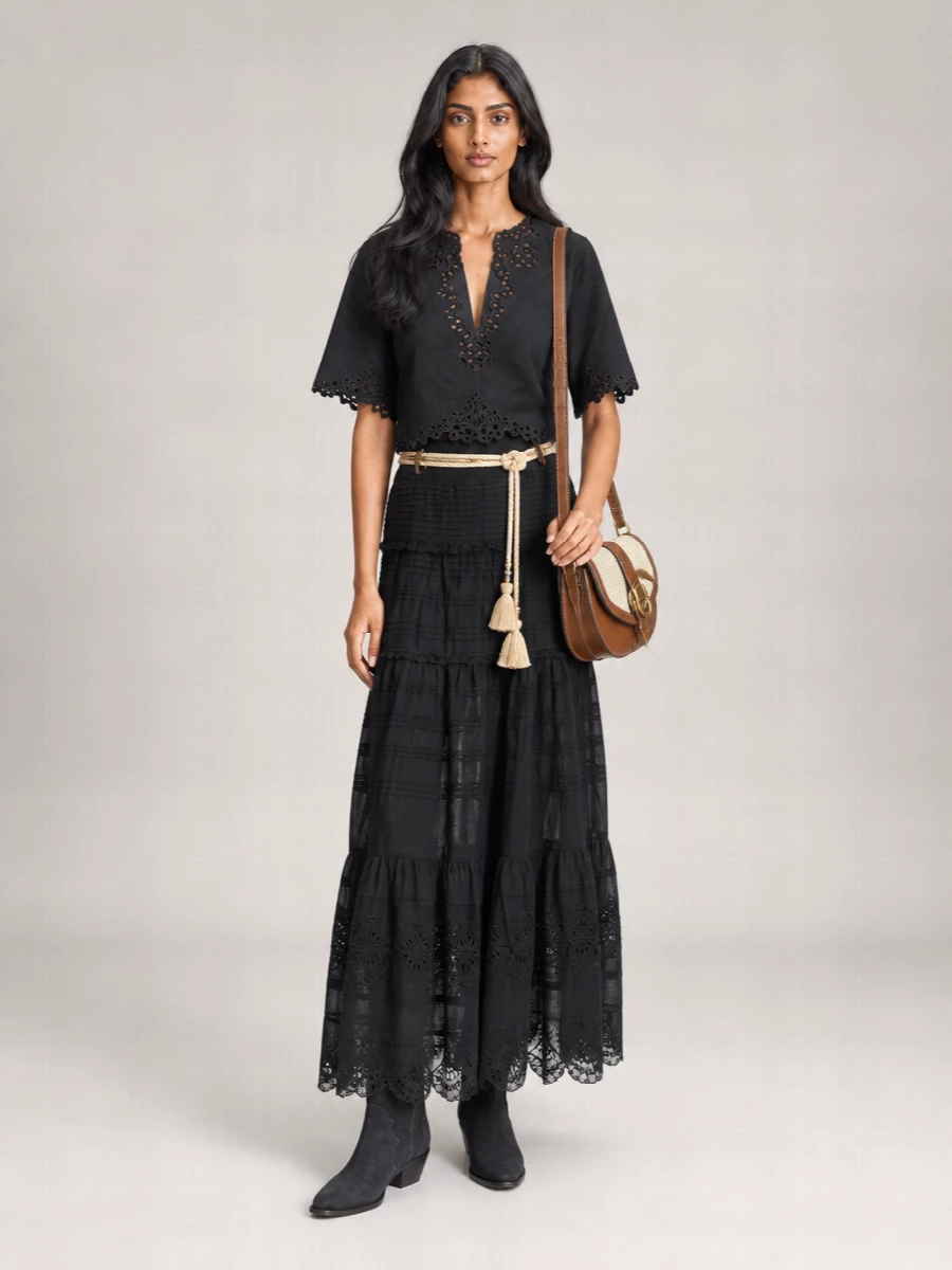 Isabel Marant Etoile Cotton Broderie-Anglaise Short-Sleeve Blouse