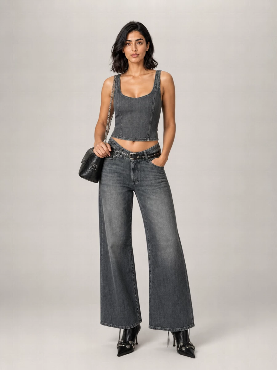 Balenciaga Denim Corseted Tank Top