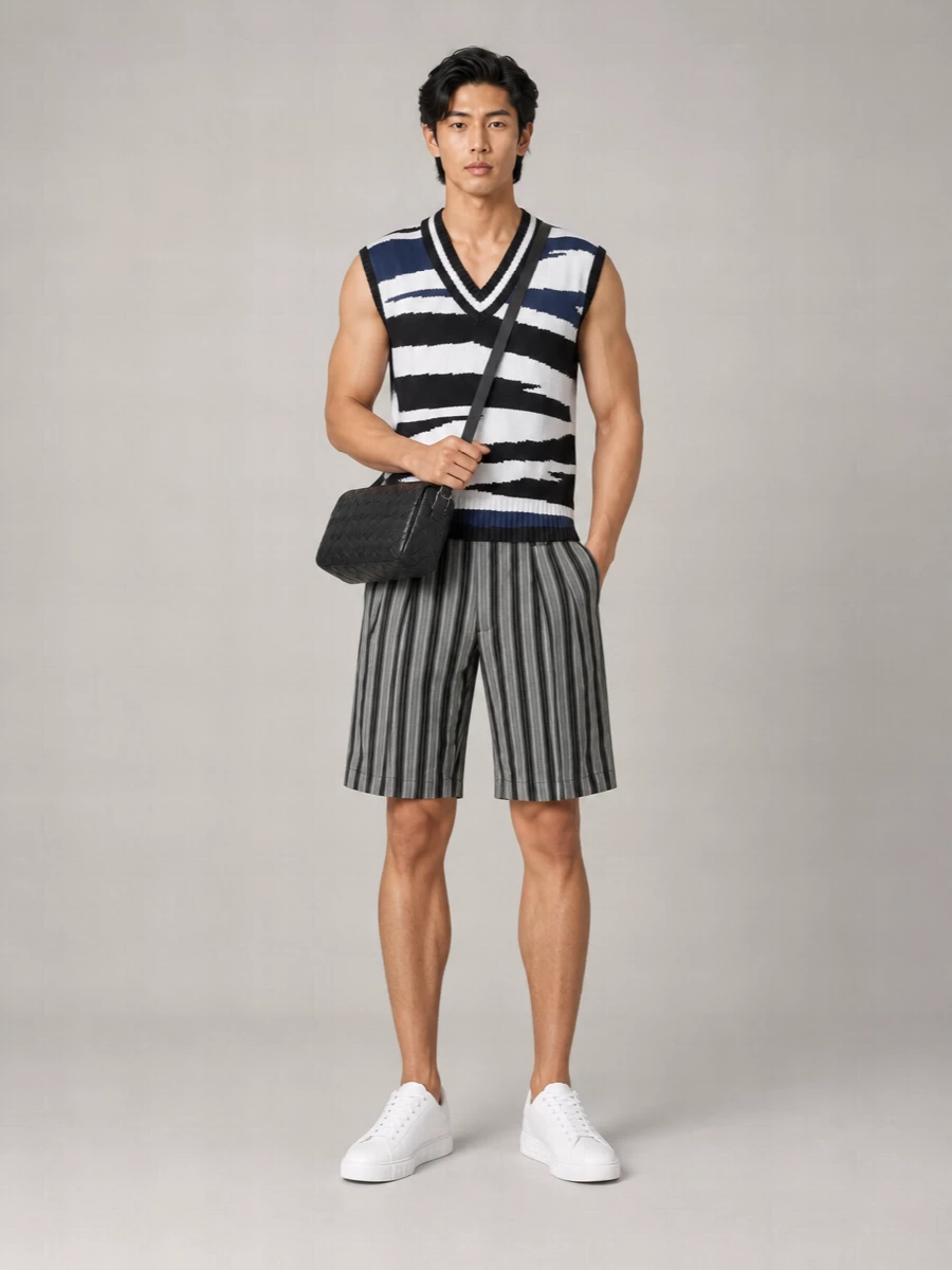 Missoni Ribbed V-Neck Cotton Patterned Vest