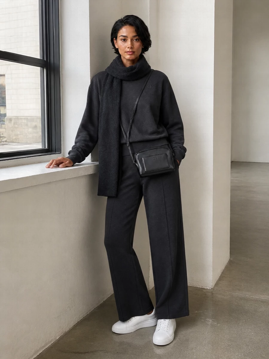 Calvin klein charcoal loungewear white sneakers