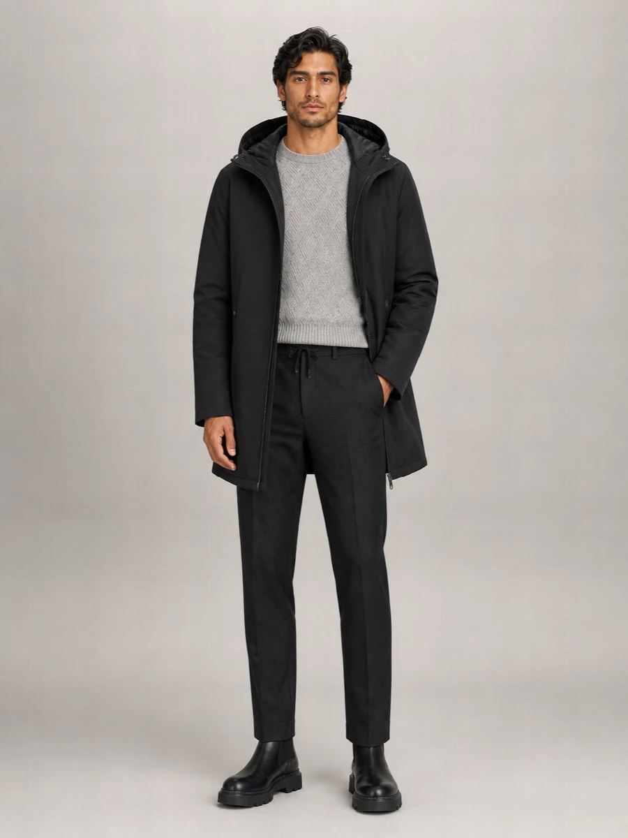 Herno Nylon Hooded Long Down Parka Jacket