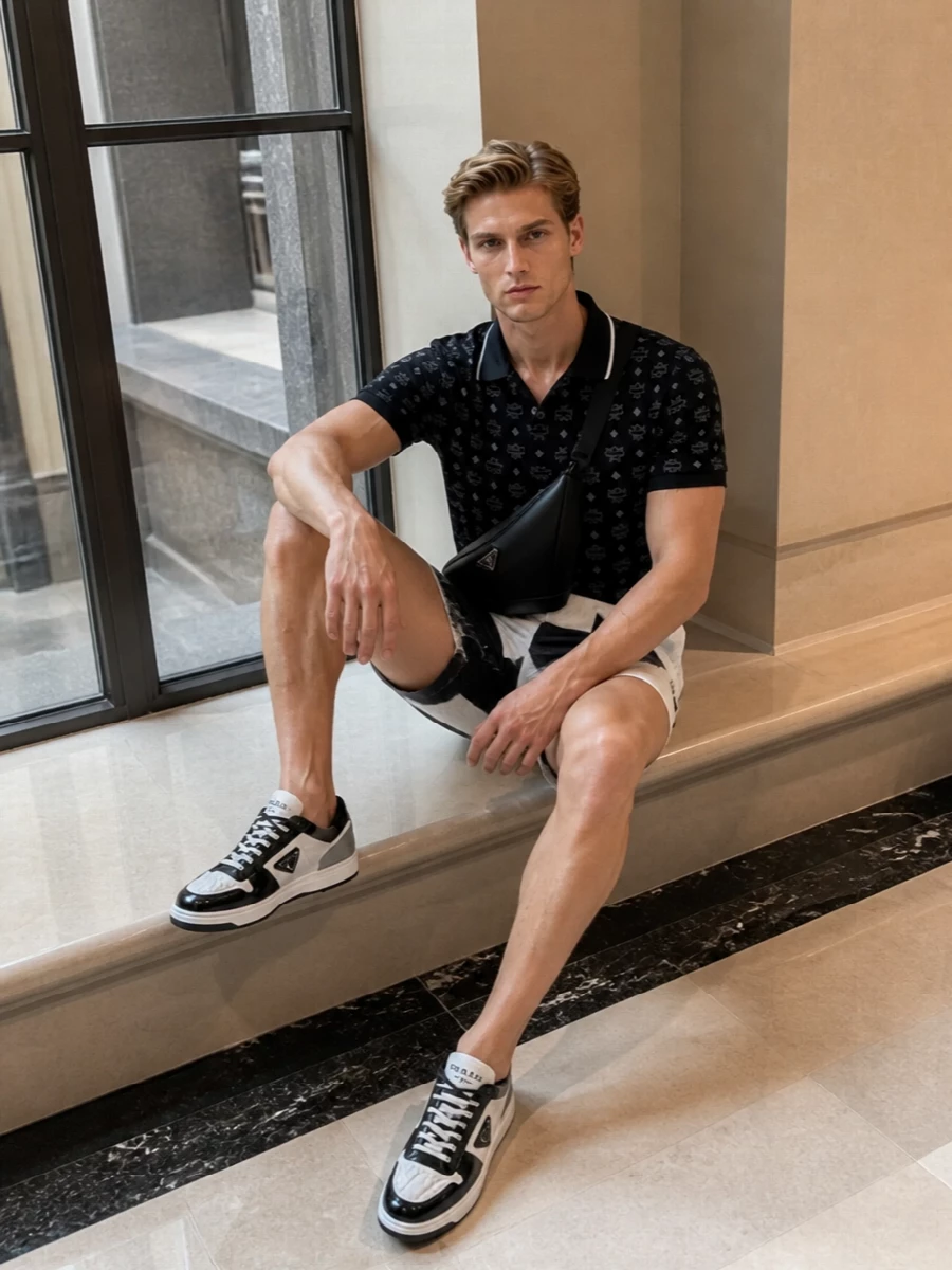 Mcm polo mcqueen shorts prada sneakers outfit