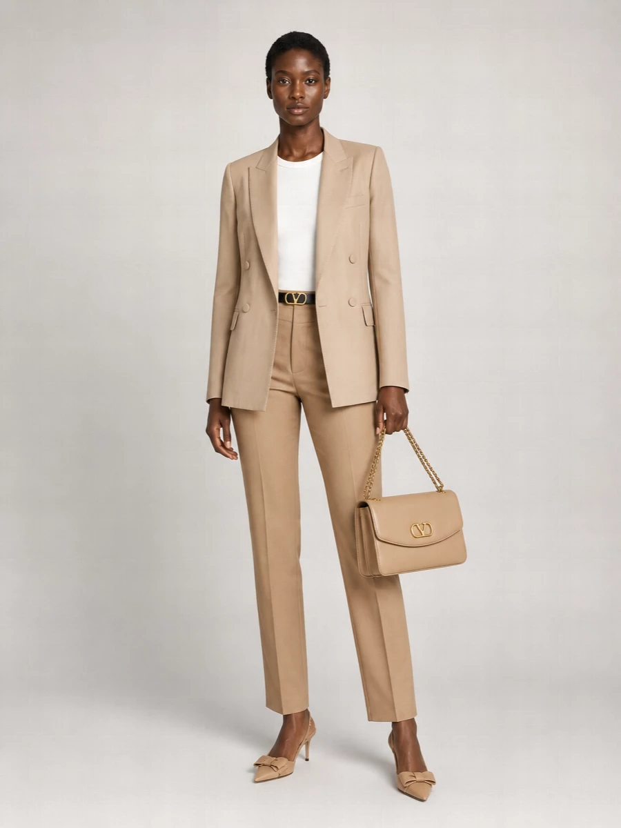Valentino Garavani Silk Wool High-Rise Straight-Leg Suit Trousers