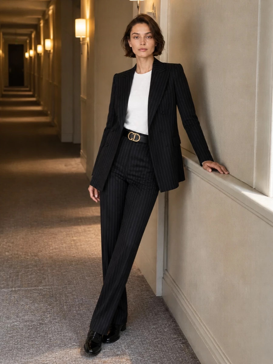 Dolce gabbana pinstripe suit with oxford shoes