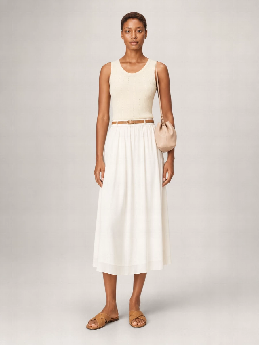 Pt Torino Cotton Pleated Midi Skirt