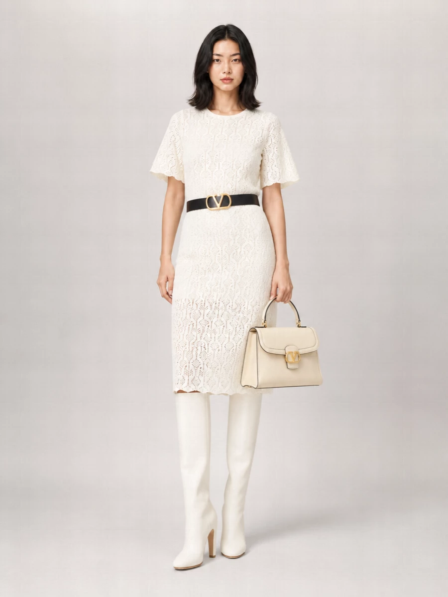 Bottega Veneta Lace Fitted Skirt