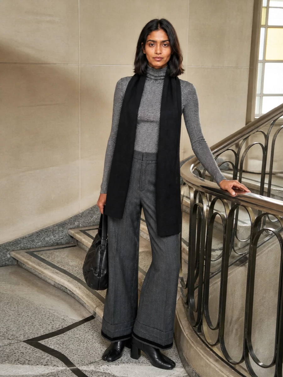 Maison margiela herringbone top pinstripe trousers outfit