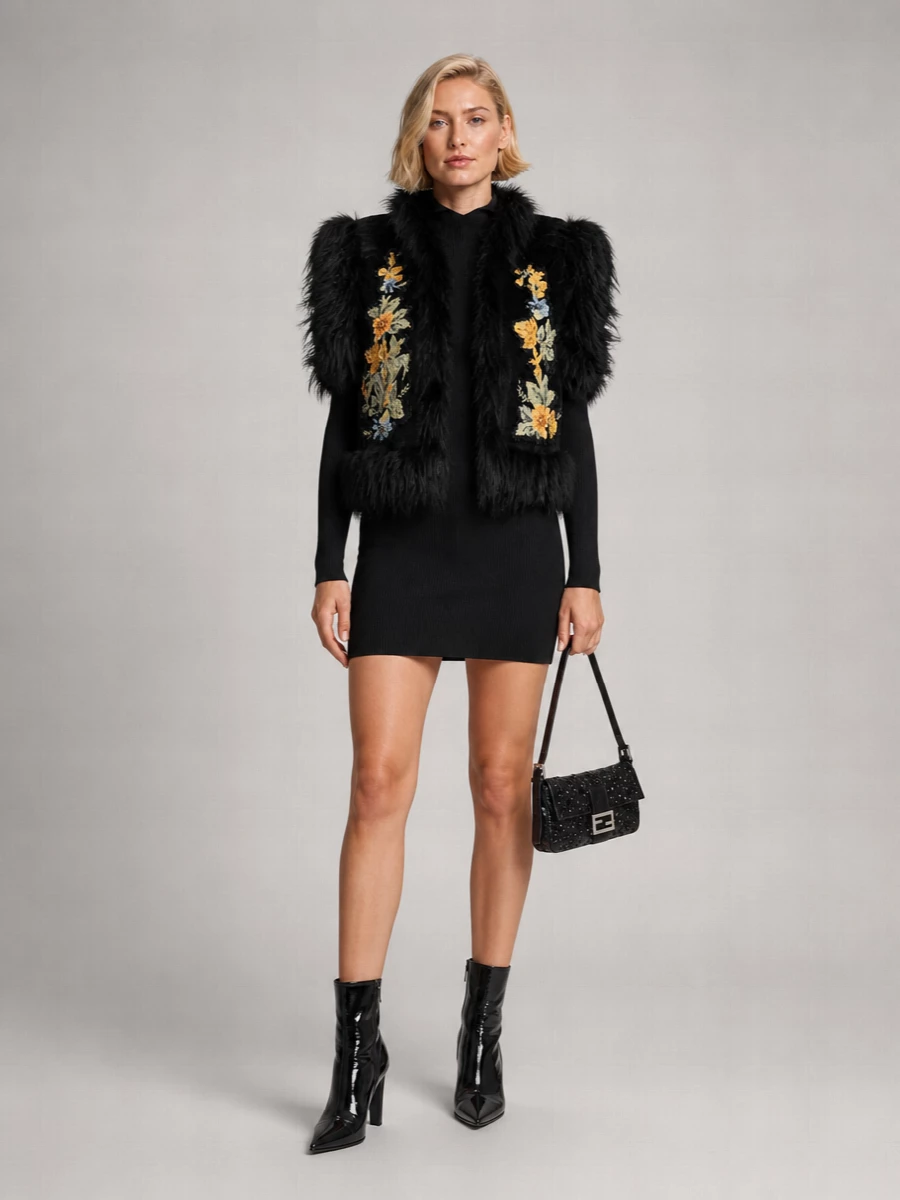 Fendi Embroidered Wool Vest