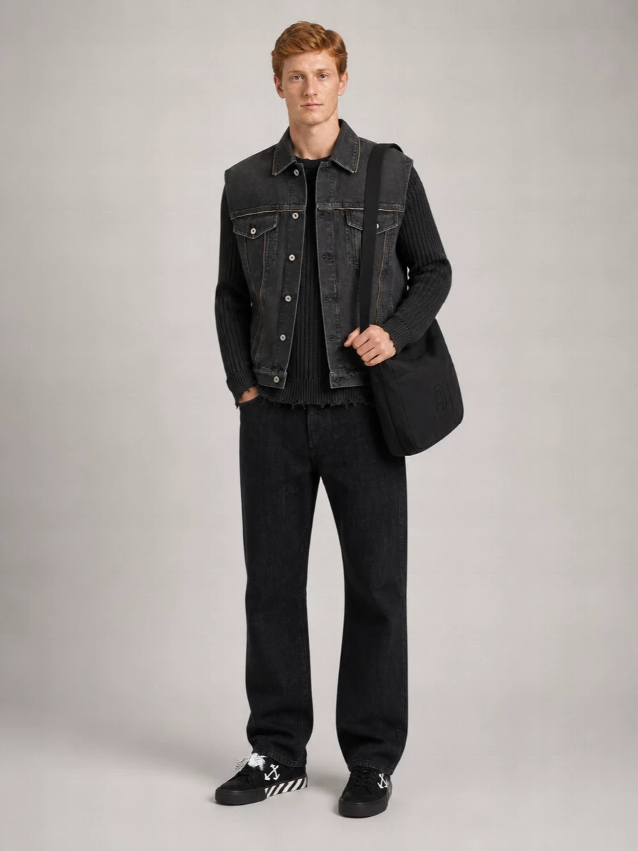Off-White Denim Sleeveless Oversized Jacket
