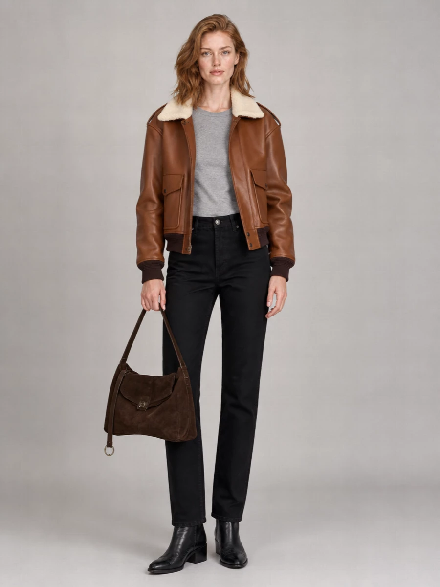 Saint Laurent Leather Bomber Jacket