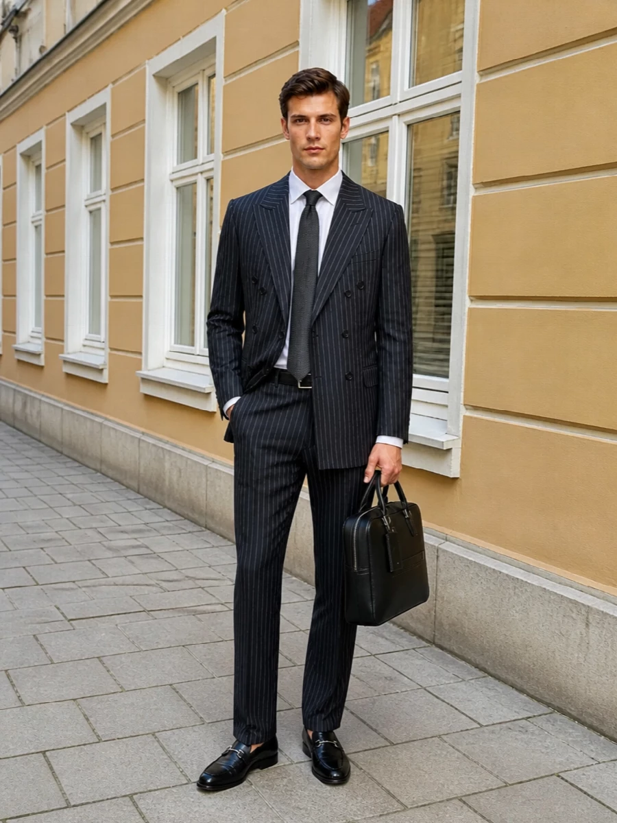 Tom ford charcoal pinstripe suit loafers