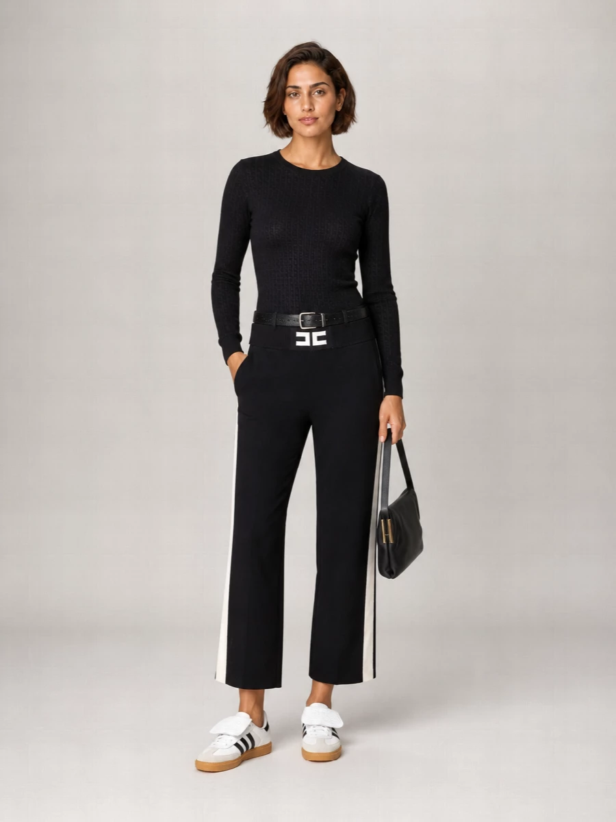 Elisabetta Franchi Wide-Leg Knitted Cropped Trousers