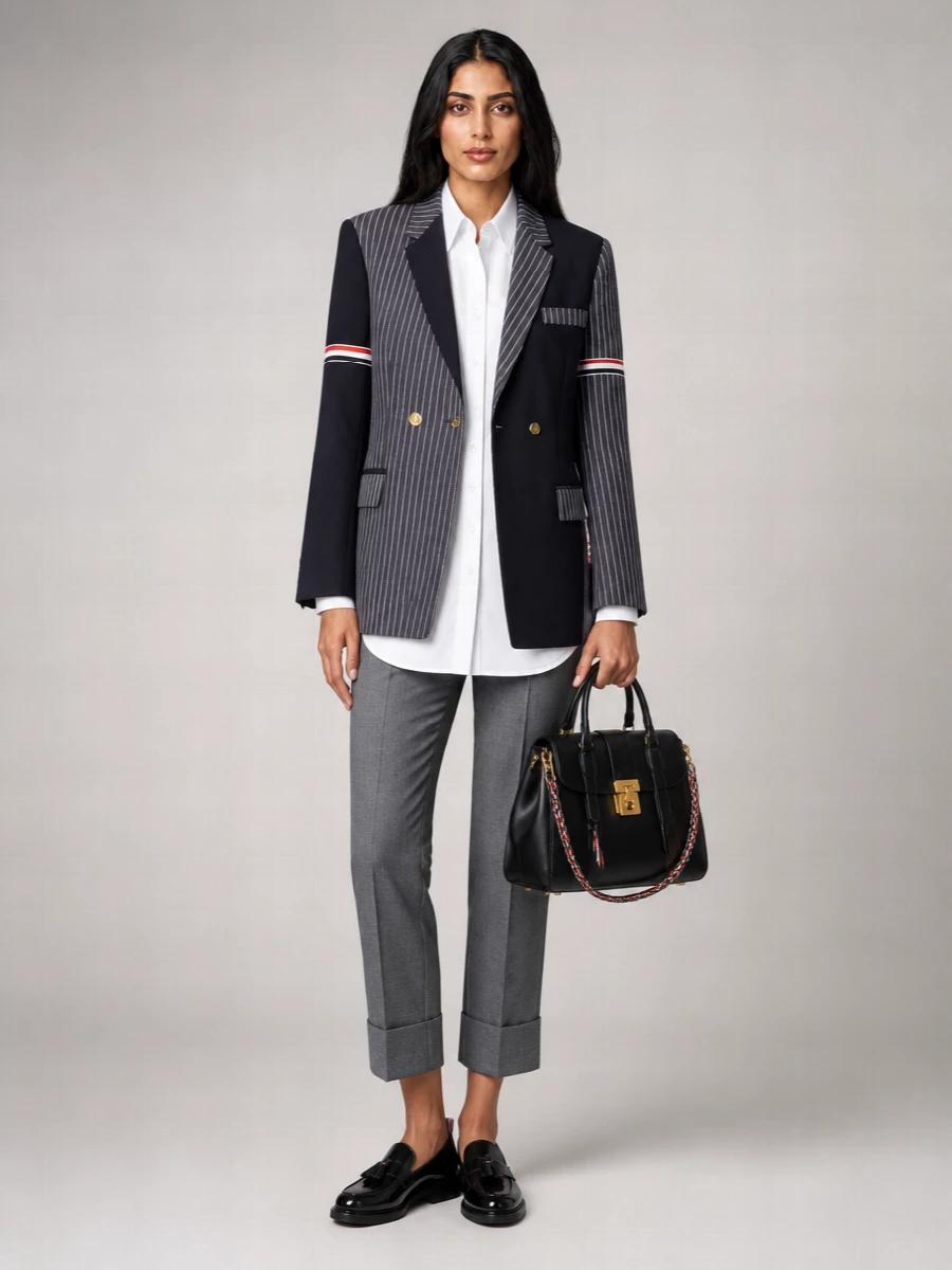 Thom Browne Wool Striped Double-Breasted Blazer