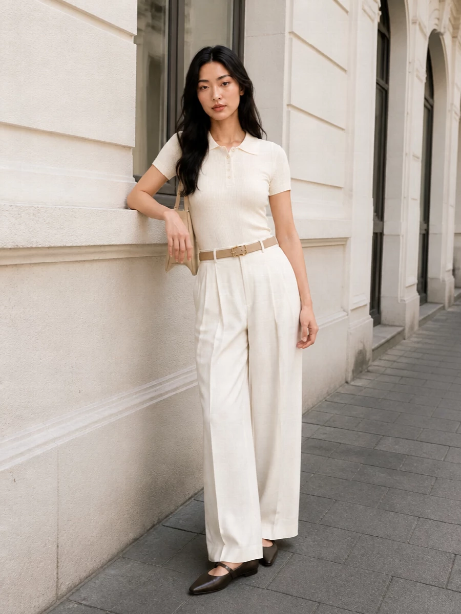 Dunst ivory trousers toteme flats outfit