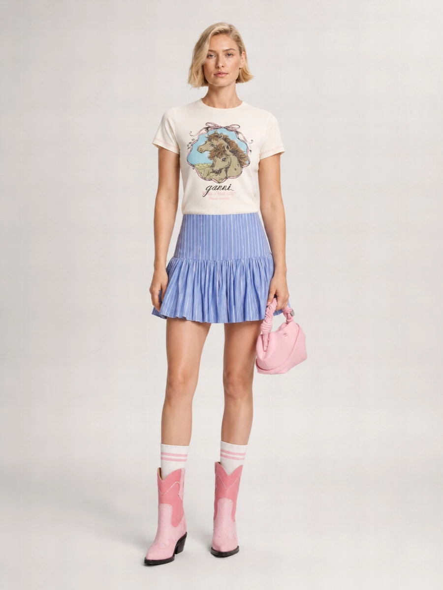 Ganni Stretch Cotton T-Shirt