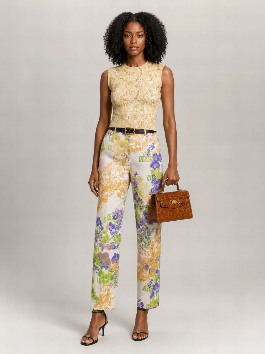 Versace High-Rise Wide-Leg Viscose Trousers