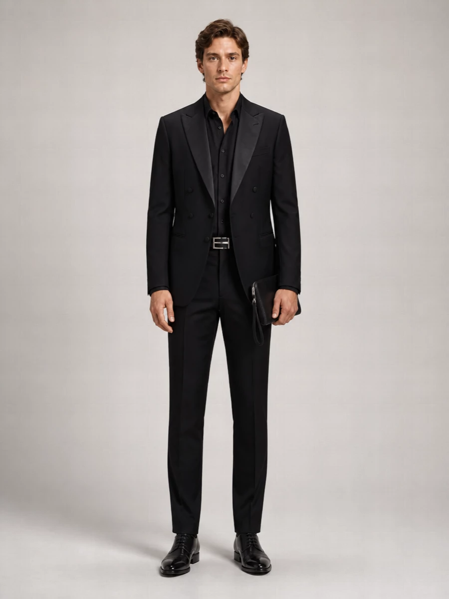 Giorgio Armani Virgin Wool Double-Breasted Tuxedo Blazer