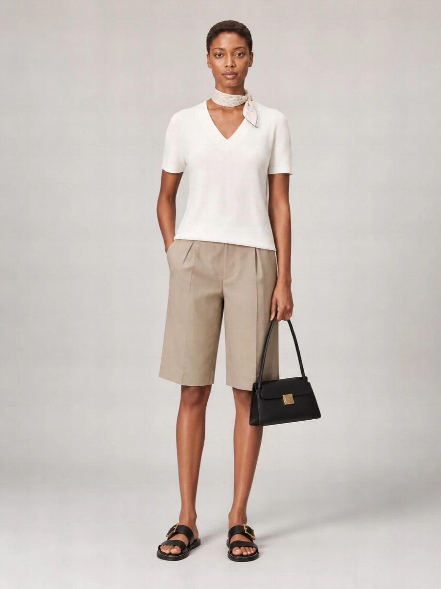 Ami Paris V-Neck Short-Sleeve Sweater
