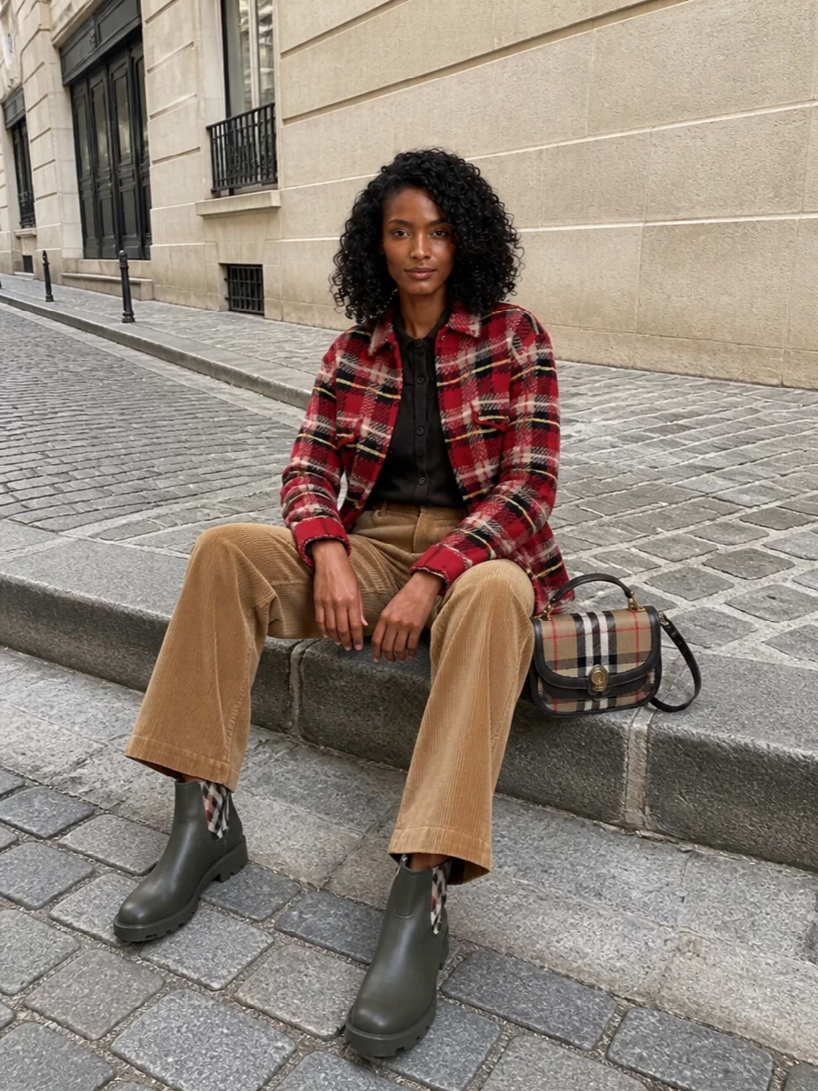Guest in residence shacket corduroy flares outfit