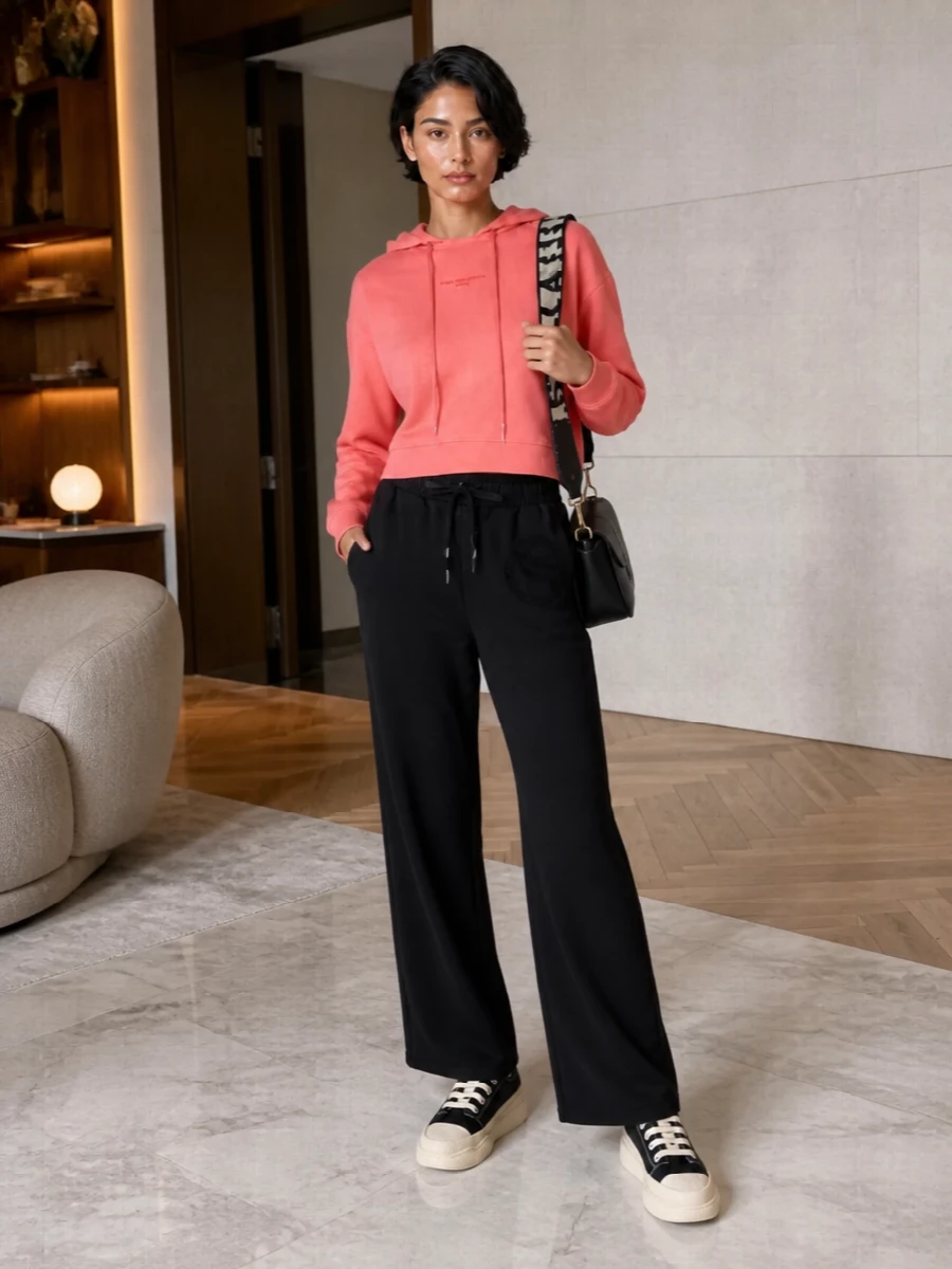Stella mccartney coral hoodie black wide leg pants