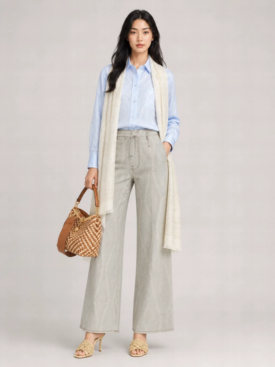 Etro Denim Wide-Leg Trousers