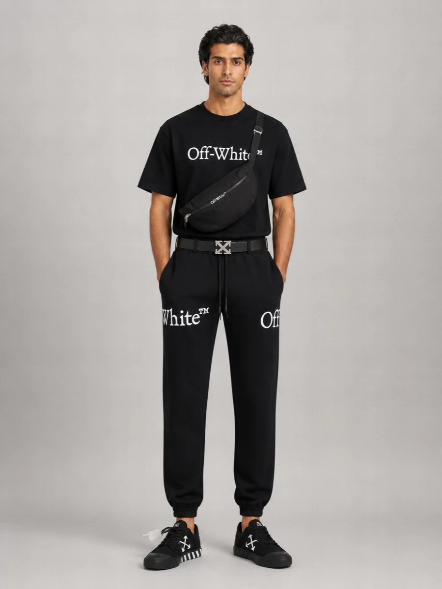 Off-White Cotton Relaxed-Fit Logo-Print Track Pants