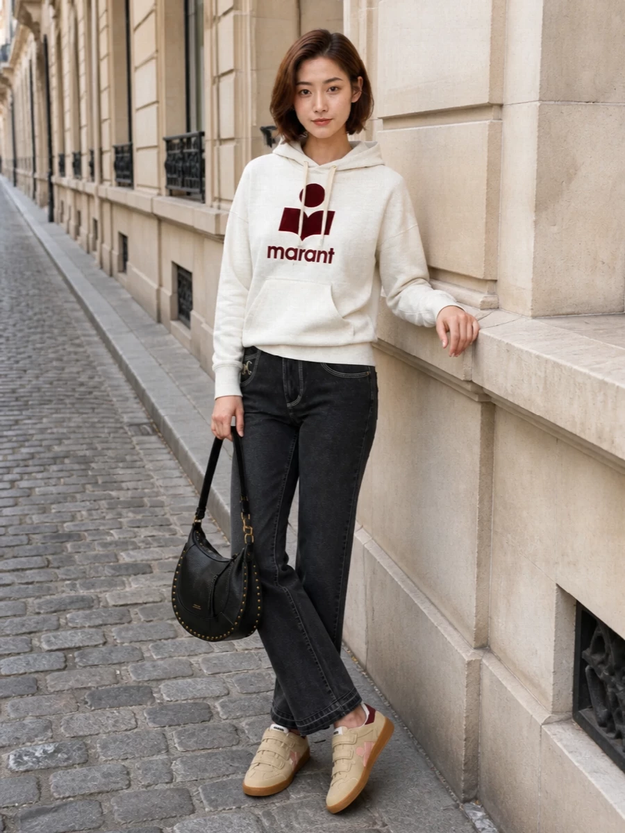 Isabel marant hoodie charcoal jeans sneakers