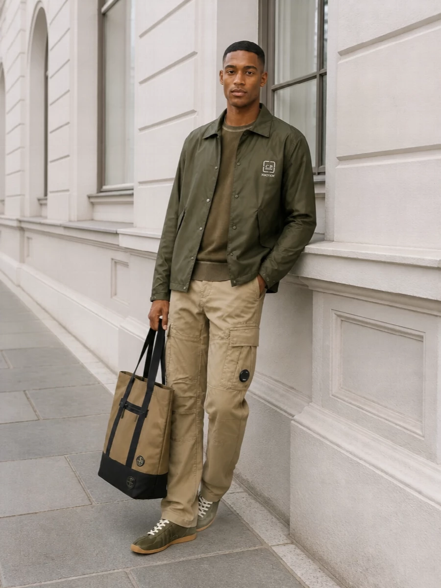 Cp company olive coach jacket cargo outfit