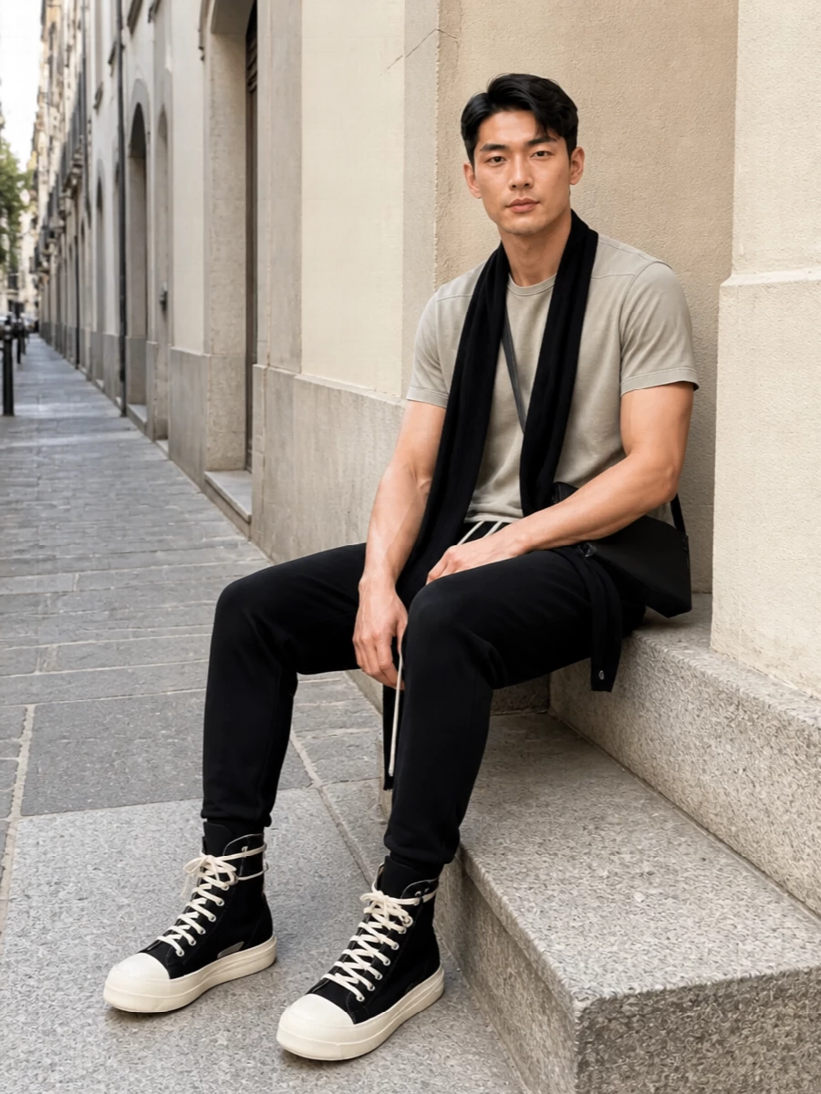 Rick owens drkshdw tee black drawstring pants