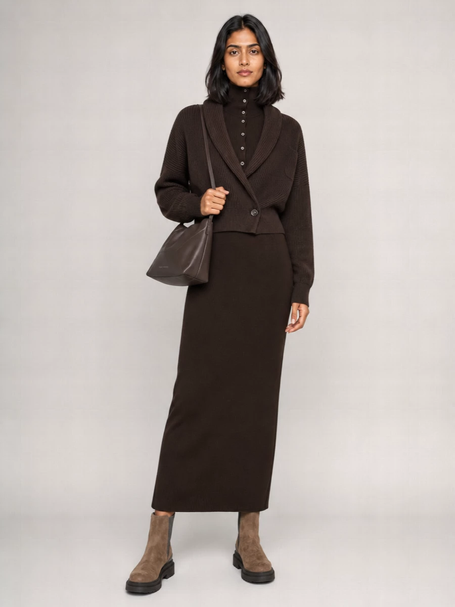 Brunello Cucinelli Cashmere Ribbed Trim Wrap Cardigan