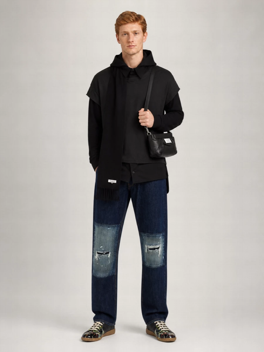 Mm6 Maison Margiela Patchwork Straight-Leg Denim Jeans