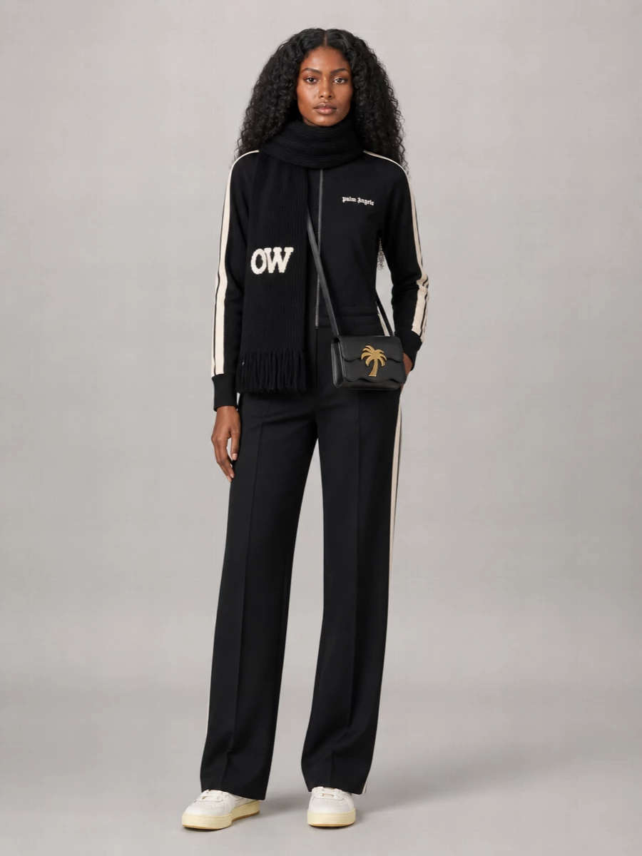 Palm Angels Cashmere-Blend Logo-Knit Zip-Up Jumper