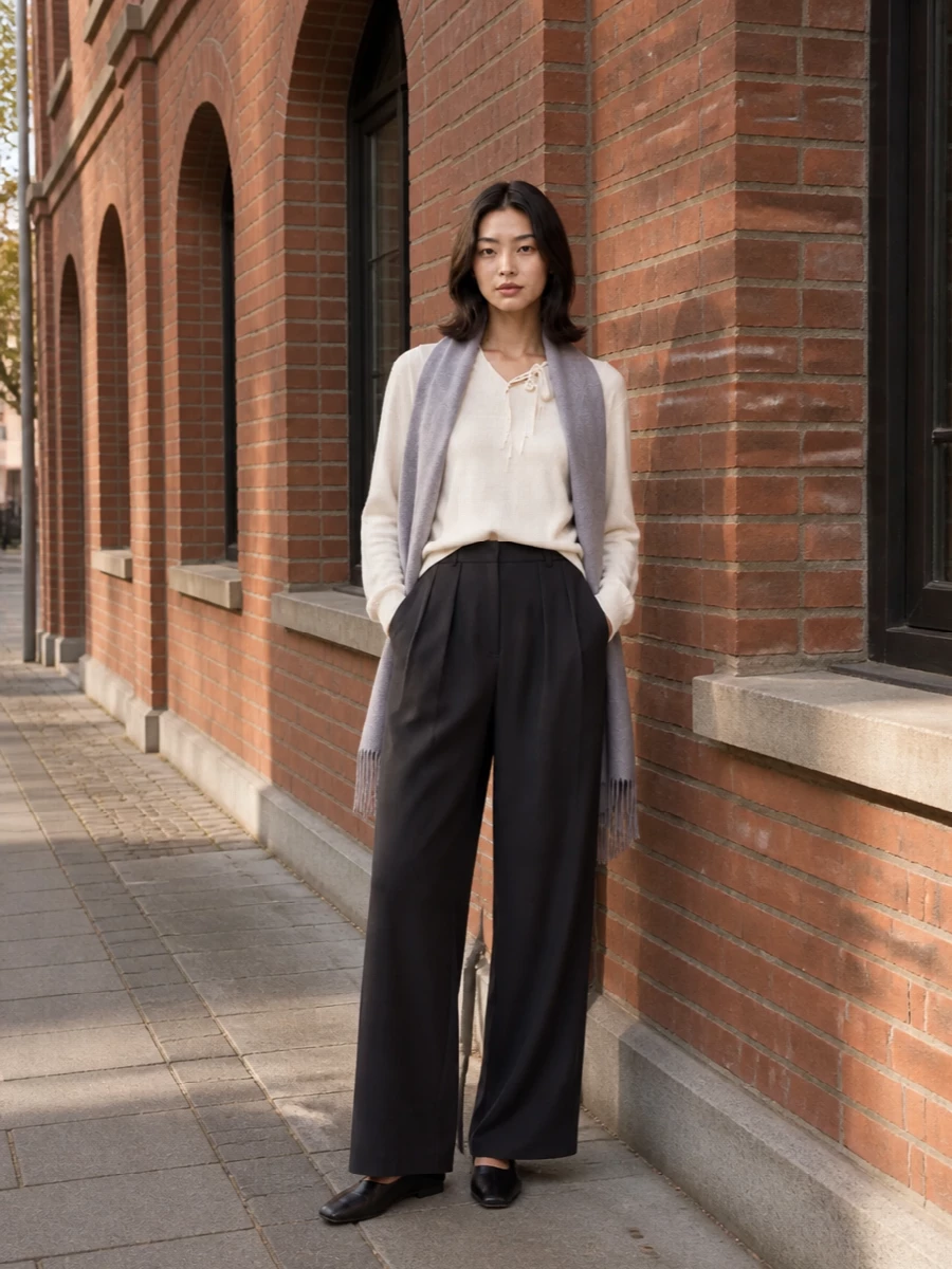 Dries van noten ivory sweater wide leg trousers