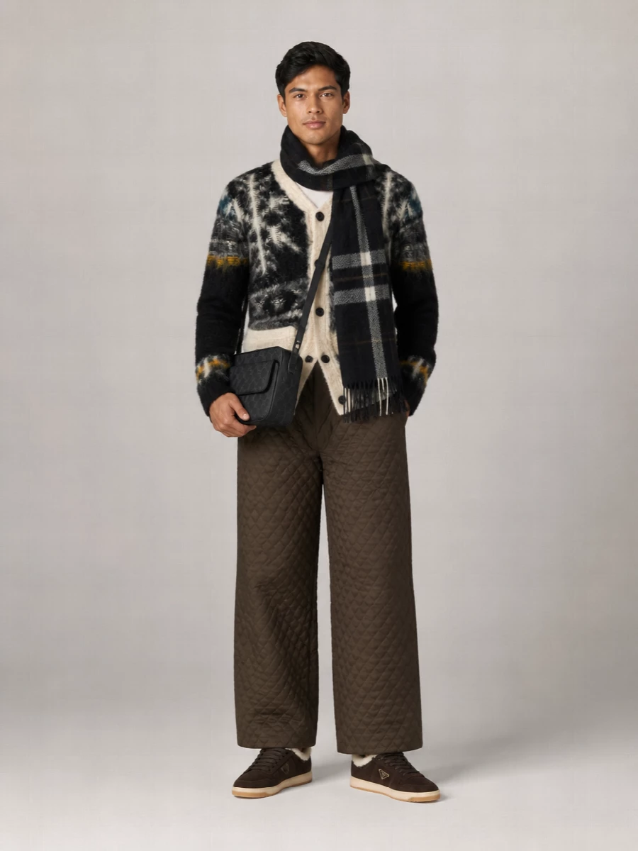 Sacai Patterned Alpaca Cardigan