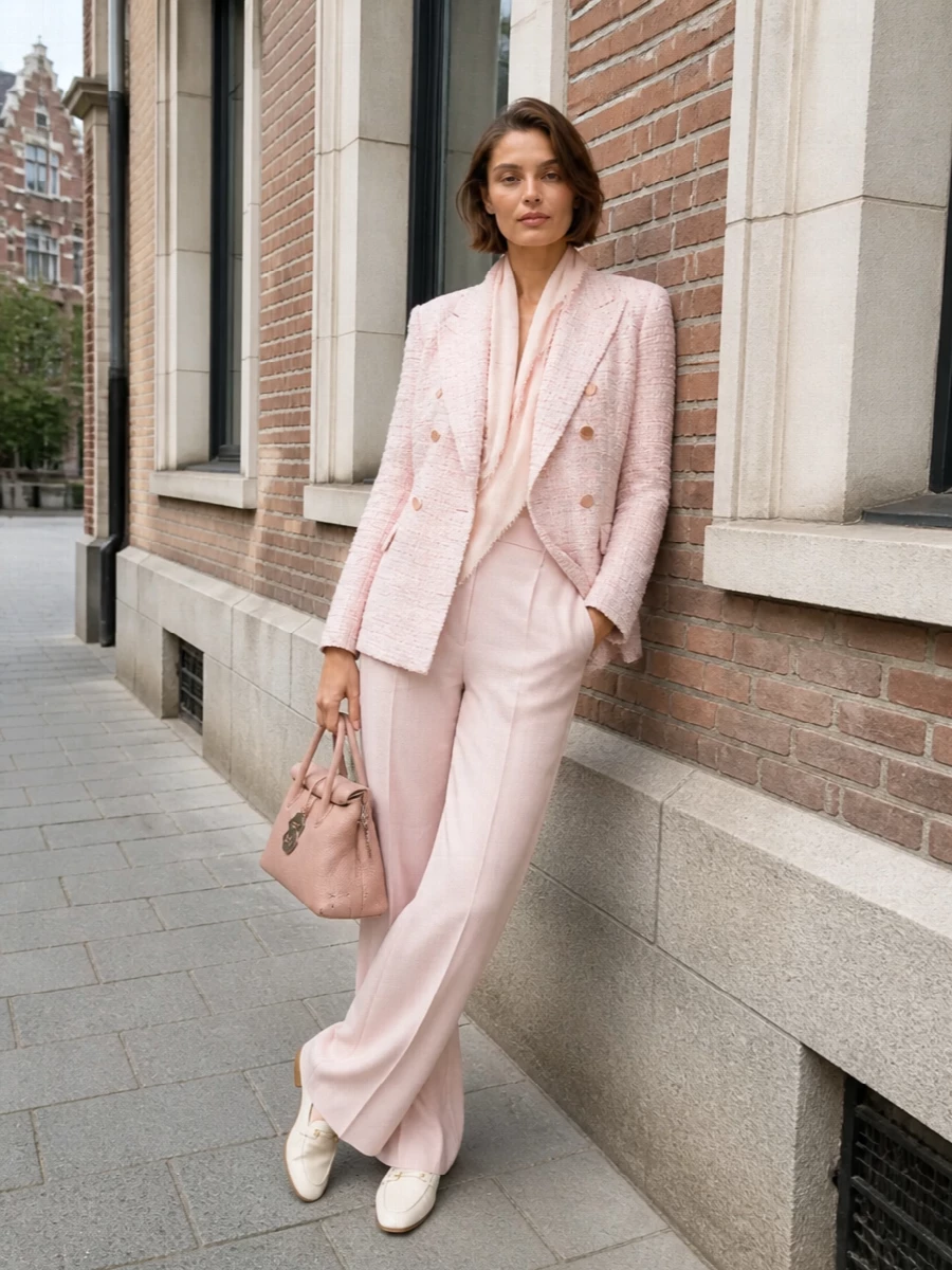 Tagliatore blazer max mara blush wide leg trousers