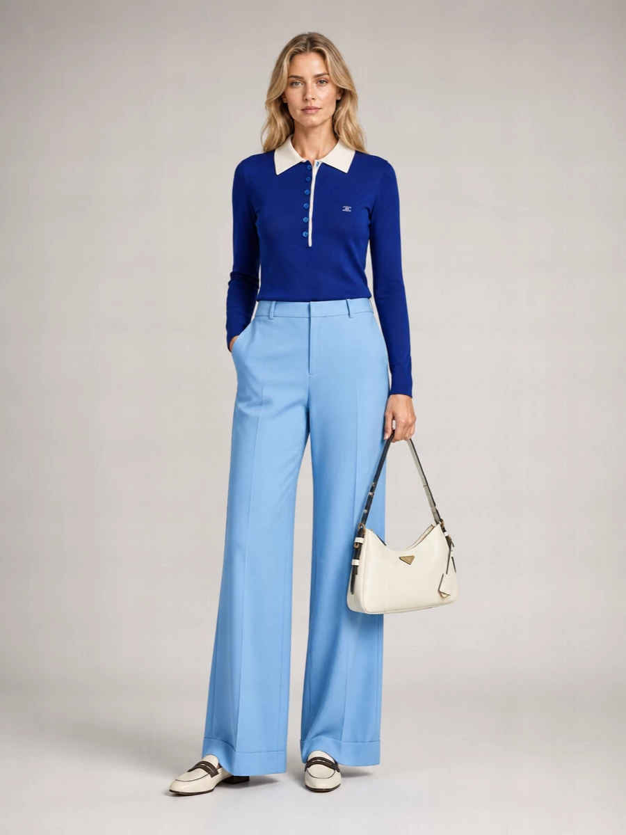 Celine Fine-Knit Cashmere Silk Polo Sweater