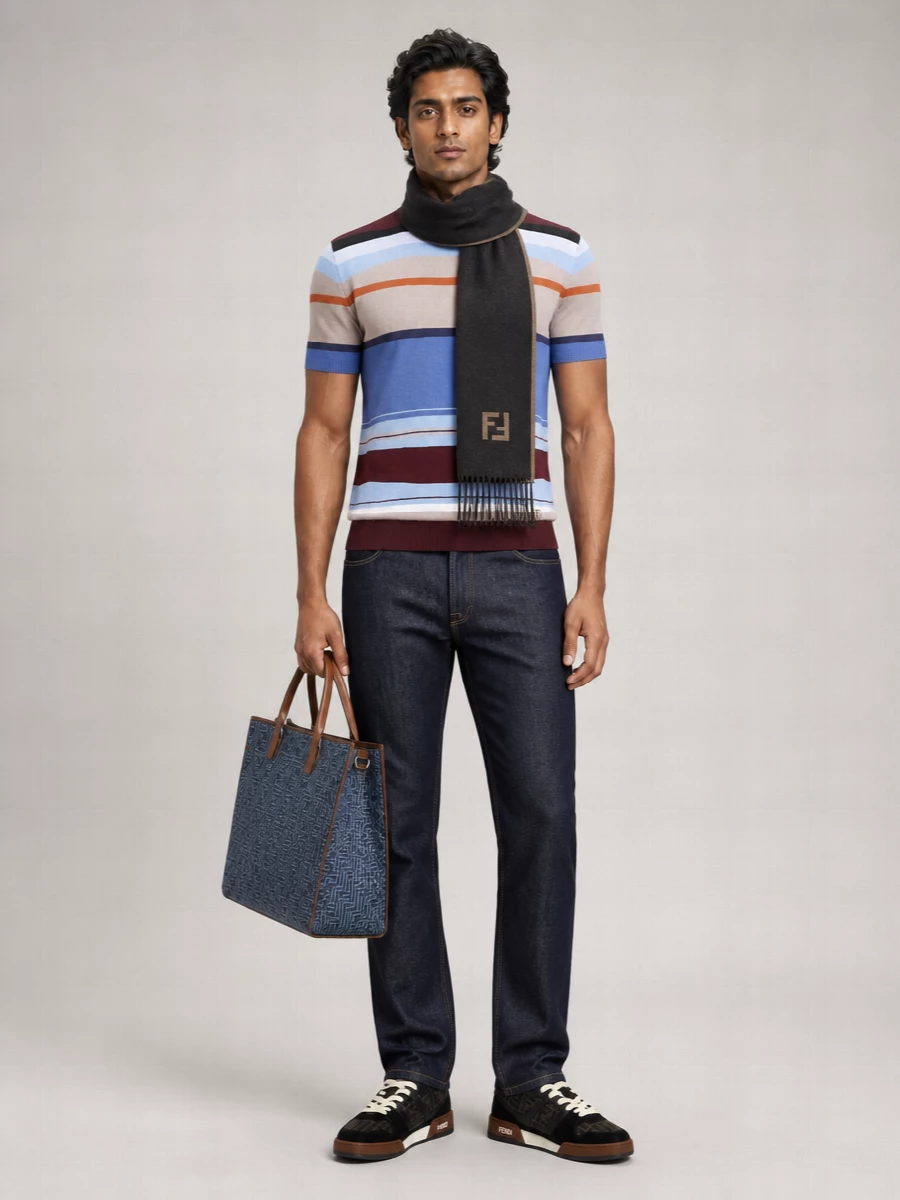 Fendi Embroidered Cotton Crewneck T-Shirt