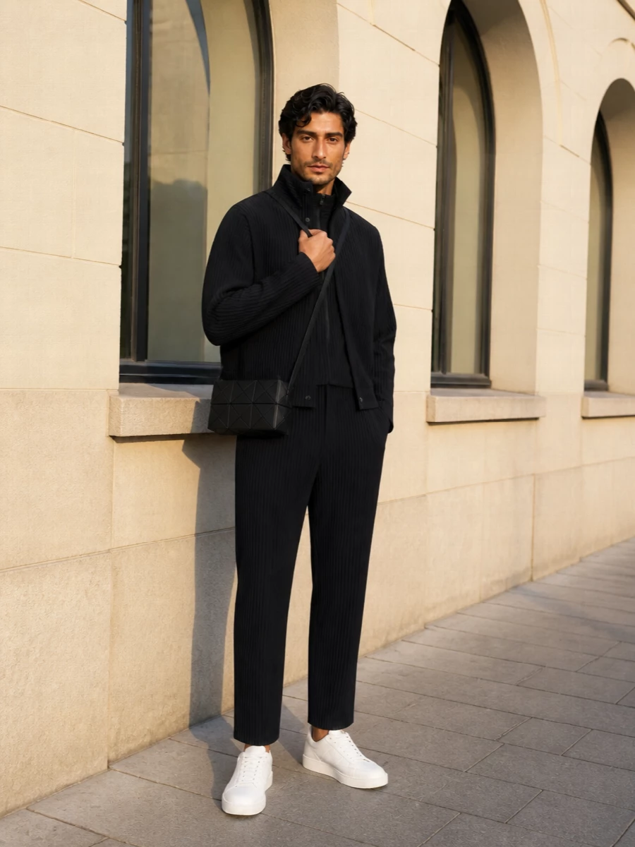Homme plisse issey miyake black pleated outfit