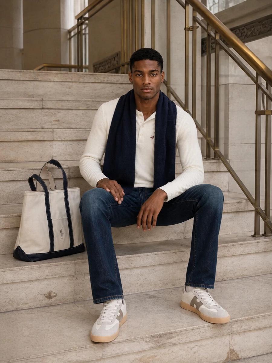 Tommy hilfiger henley polo jeans hogan sneakers