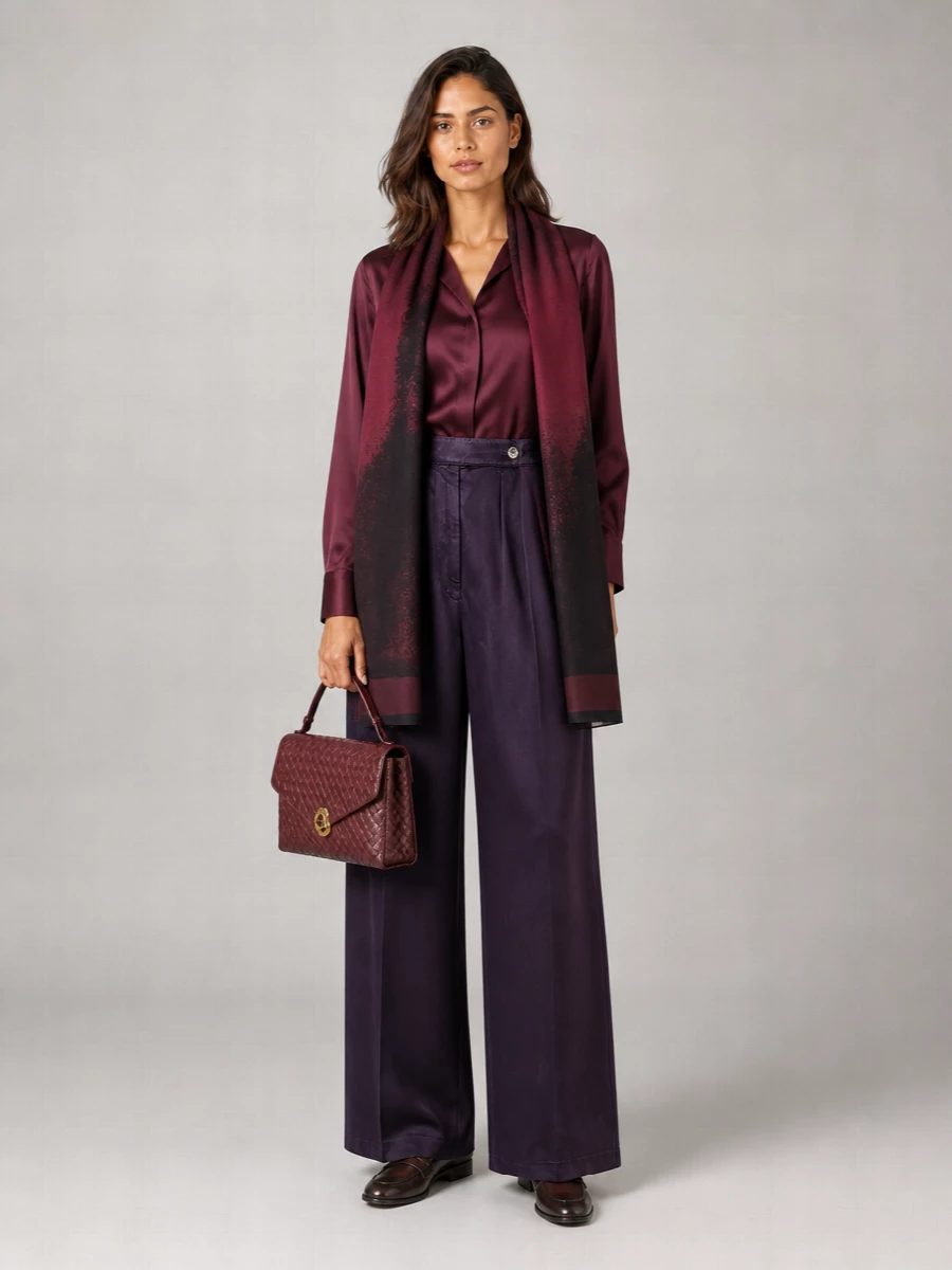 Dries Van Noten Silk Satin V-Neck Shirt