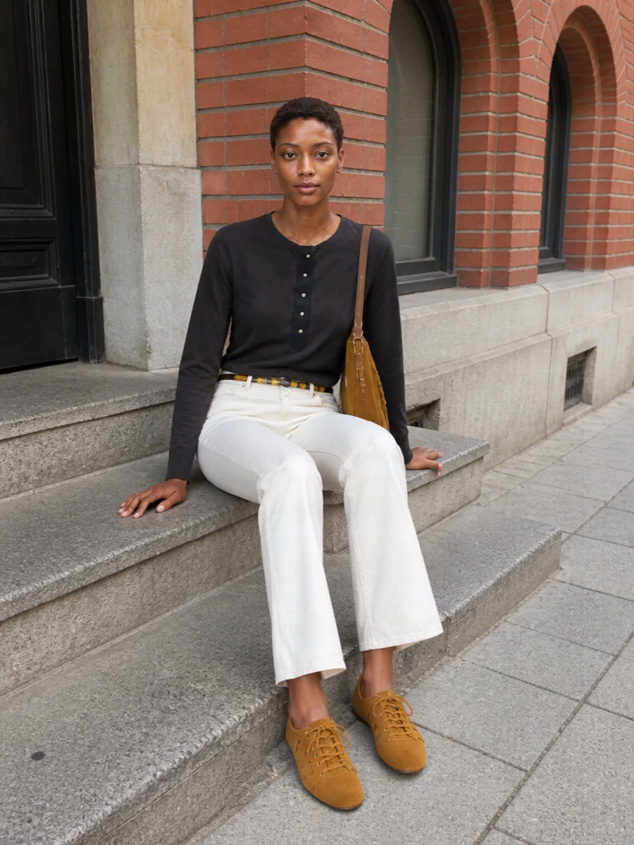 Isabel marant henley ecru jeans suede flats